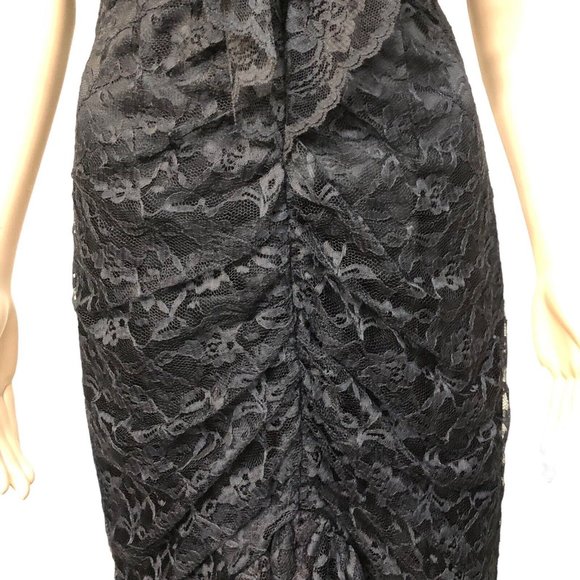 SOLD Vintage 80s Gothic Princess Black Lace Tulle Mermaid Cocktail Formal Dress - Picture 9 of 14